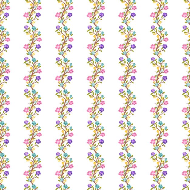 El patrón sin costuras de viñas de flores verticales sobre un fondo blanco