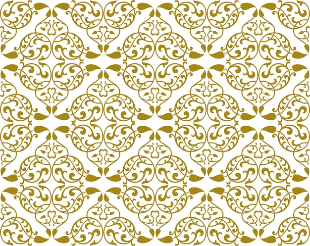 Patrón sin costuras vintage decorativo de fondo vectorial de papel dorado tela de envoltura textil ornamental