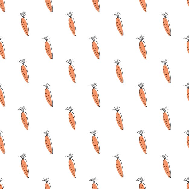 Patrón sin costuras de zanahoria Alimentos biológicos vegetarianos Ilustración vectorial