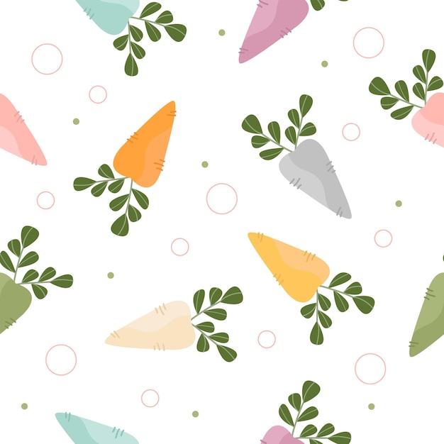 Vector patrón sin costuras de zanahorias de ilustración linda de dibujos animados coloridos para textura de papel tapiz de fondo