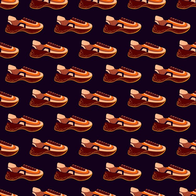 Patrón sin costuras con zapatillas modernas Fondo con zapatos para un estilo de vida activo en estilo garabato