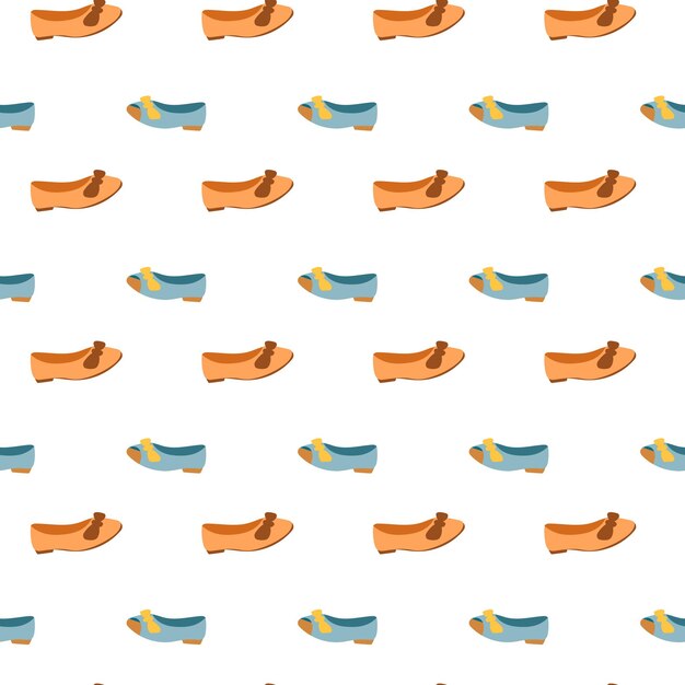 Patrón sin costuras con zapatos y arcos bonitos, calzado de chica dibujado a mano, fondo repetitivo para papel de envoltura textil, diseño de moda y scrapbooking para niños.