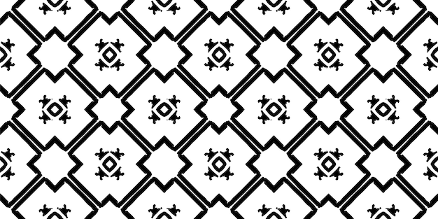 Un patrón sin costurasgeometric tribalgeometric batik ikataztecblack and white seamless pattern