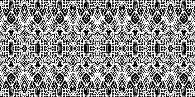 Un patrón sin costurasgeometric tribalgeometric batik ikataztecblack and white seamless pattern