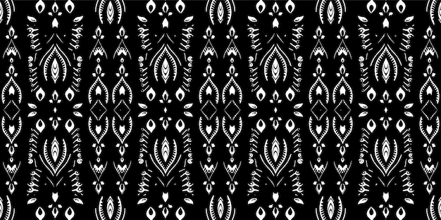Un patrón sin costurasgeometric tribalgeometric batik ikataztecblack and white seamless pattern