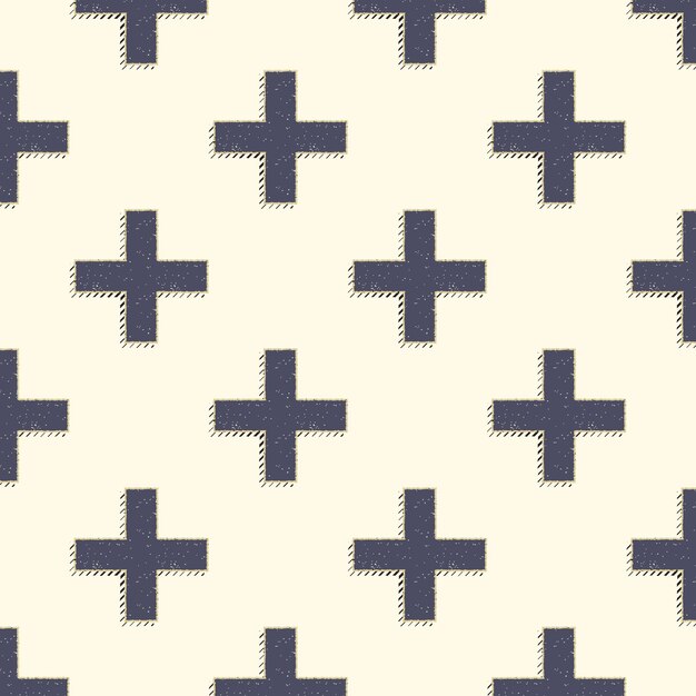 Patrón de cruces retro, fondo geométrico abstracto en estilo años 80, 90. Ilustración simple geométrica