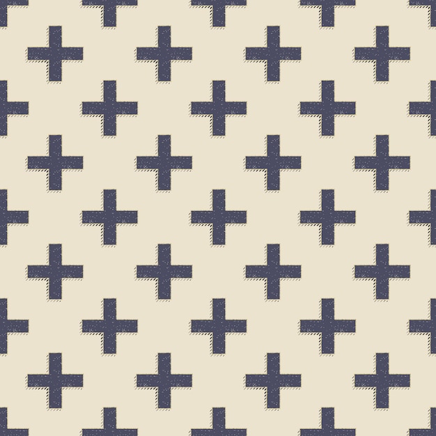 Patrón de cruces retro, fondo geométrico abstracto en estilo años 80, 90. Ilustración simple geométrica