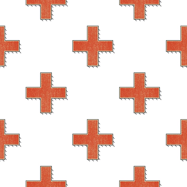 Patrón de cruces retro. Fondo geométrico abstracto en imagen de estilo años 80, 90. Ilustración simple geométrica