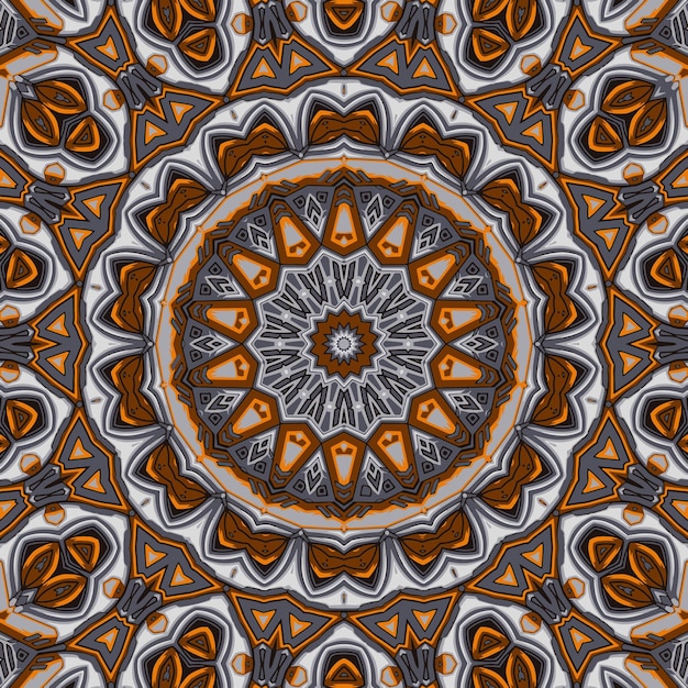 Patrón cuadrado de acuarela para azulejos de cerámica textil y diseño Motivo redondo vintage oriental Pintura colorida caleidoscopio mandala Patrón abstracto dibujado a mano imprimir fondo sin costuras