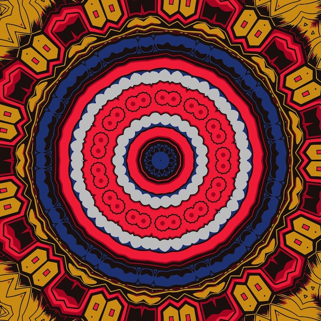 Patrón cuadrado de acuarela para azulejos de cerámica textil y diseño Motivo redondo vintage oriental Pintura colorida caleidoscopio mandala Patrón abstracto dibujado a mano imprimir fondo sin costuras
