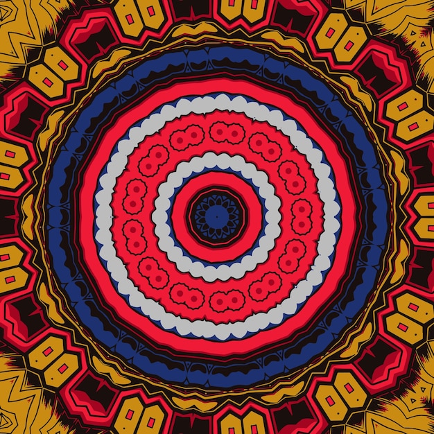 Patrón cuadrado de acuarela para azulejos de cerámica textil y diseño Motivo redondo vintage oriental Pintura colorida caleidoscopio mandala Patrón abstracto dibujado a mano imprimir fondo sin costuras