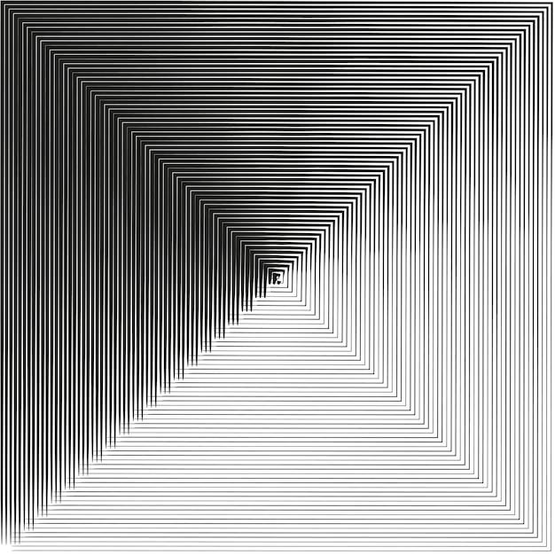 Patrón cuadrado geométrico abstracto Ilusión óptica en blanco y negro Líneas concéntricas vectoriales
