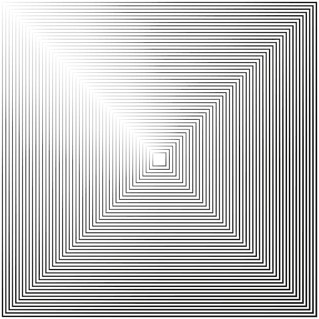 Patrón cuadrado geométrico Líneas de ilusión óptica Rejilla de perspectiva abstracta Vector blanco y negro