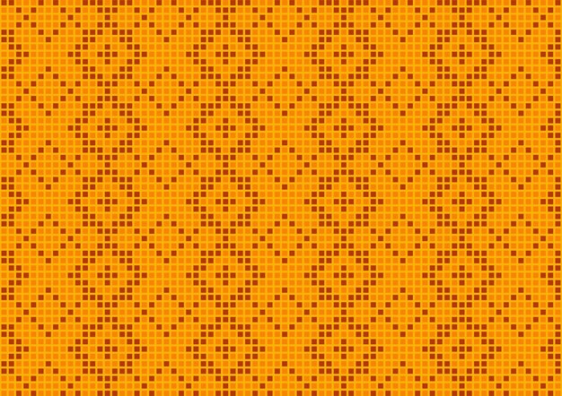 Patrón cuadrado naranja de píxeles de fondo de arte azteca