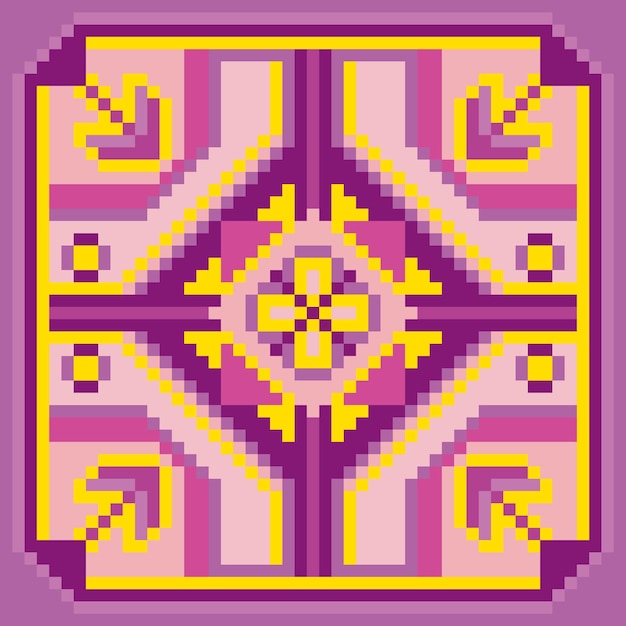 Vector patrón cuadrado violeta y amarillo rosa pixel art fondo abstracto