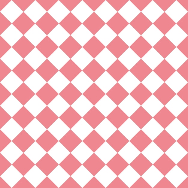 Patrón de cuadrados y cuadros diagonales sin costura rosa y blanco