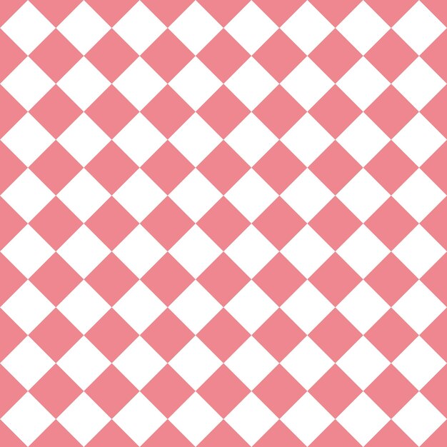 Patrón de cuadrados y cuadros diagonales sin costura rosa y blanco