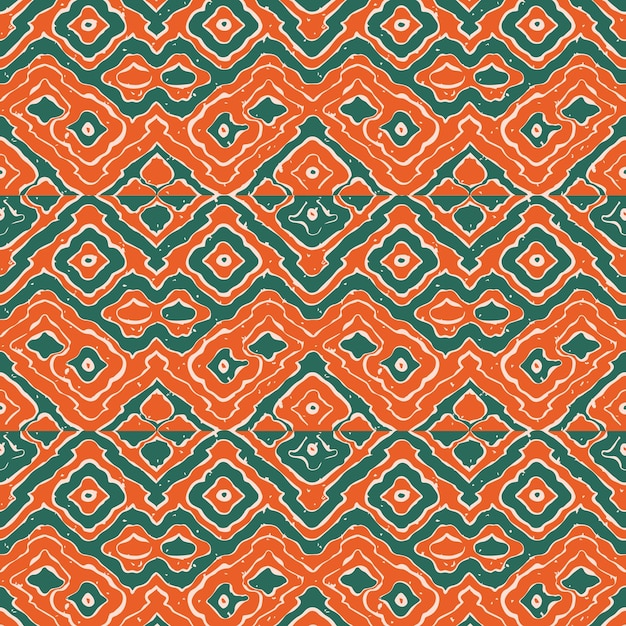 Un patrón de cuadrados y triángulos en naranja y verde