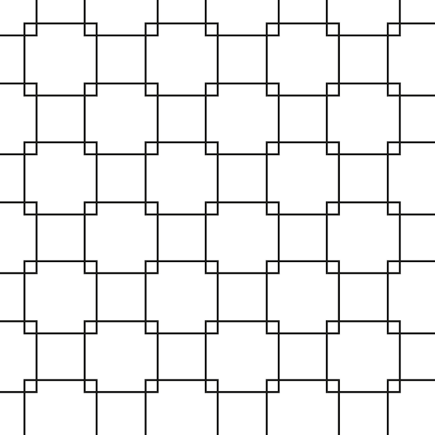 Patrón de cuadrícula geométrica en blanco y negro con cuadrados en un fondo transparente