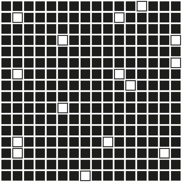 Patrón de cuadrícula negra cuadrados blancos aleatorios diseño geométrico abstracto fondo vectorial mínimo