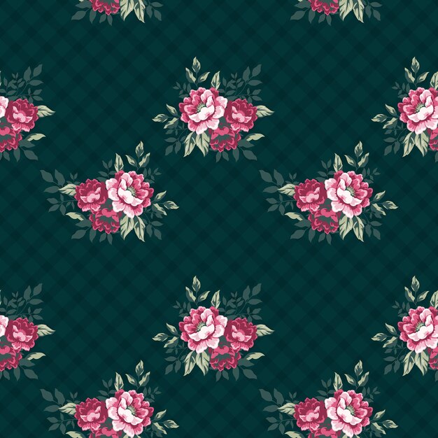 patrón de cuadros para bufanda y estampado textil vector de fondo de patrón de flores sin costuras