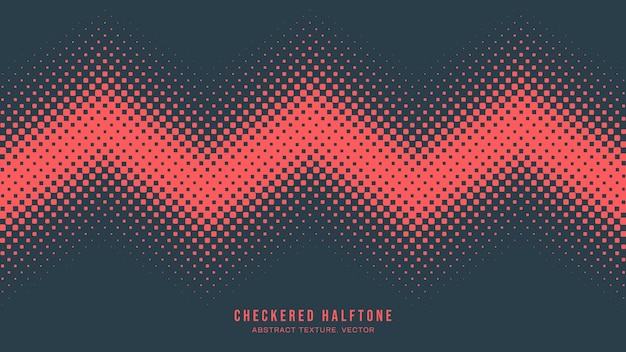 Patrón de cuadros de semitono vectorial Borde de línea en zigzag horizontal Rojo Azul Fondo abstracto Cuadrados a cuadros Punto Zig Zag Textura ondulada Arte pop Diseño gráfico Medio tono Contraste Fondo de pantalla ancho