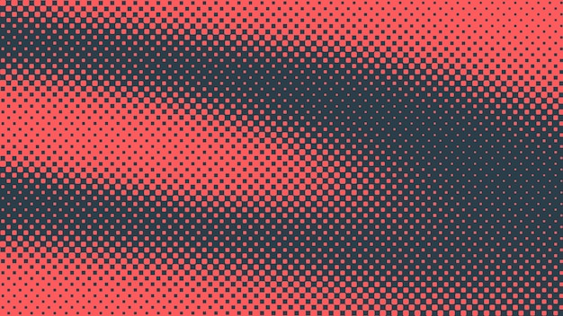 Vector patrón a cuadros de semitono vectorial puntos cuadrados redondeados textura líquida suave fondo abstracto rojo azul estructura ondulada partículas a cuadros gráfico de contraste de medio tono fondo de pantalla ancho minimalista