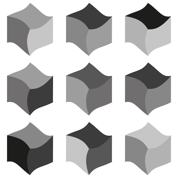 Patrón de cubo geométrico Abstracto tridimensional Gradiente en blanco y negro Ilustración vectorial