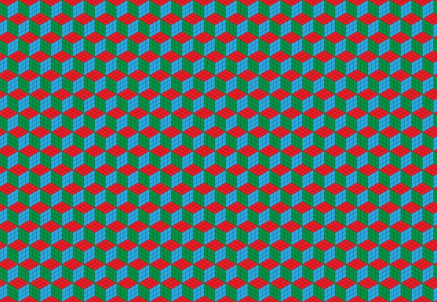 Patrón de cubo mágico diseño sin costuras Color bloque rompecabezas vector fondo 3d textura concepto para niños