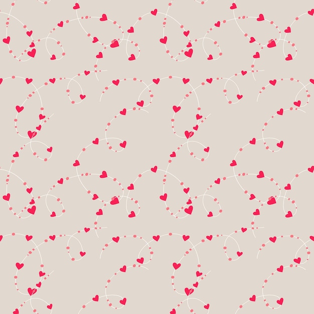 Patrón con cuentas con corazones y cuentas redondas corazones en cuerda elemento de diseño de decoración