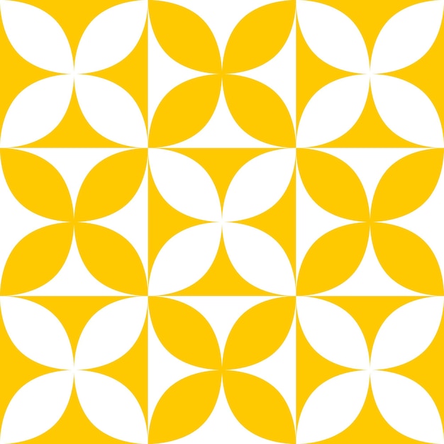 Vector patrón de curva simple, color amarillo, forma geométrica de patrón de mosaico o arte textil