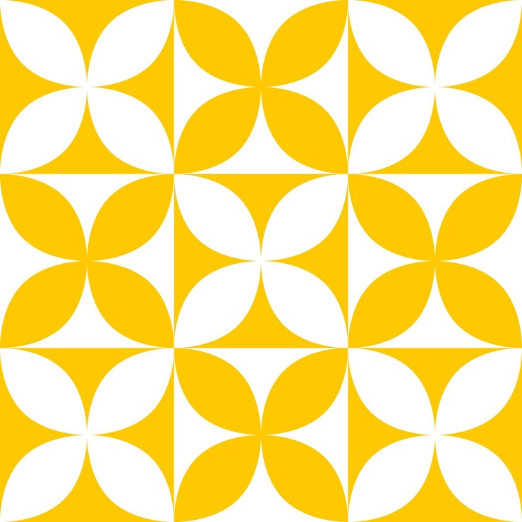 patrón de curva simple, color amarillo, forma geométrica de patrón de mosaico o arte textil