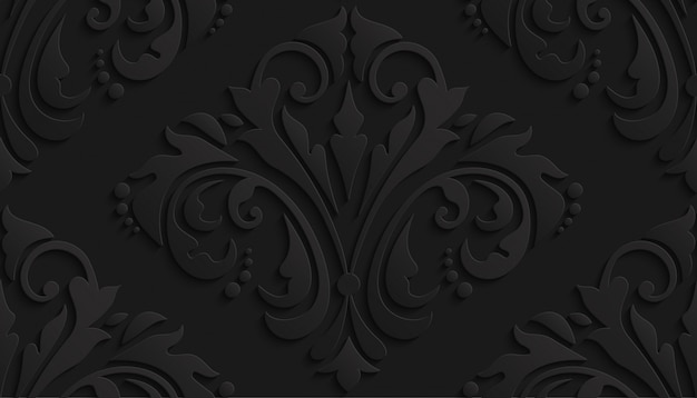 Patrón de damasco 3D de lujo negro para fondo de pantalla