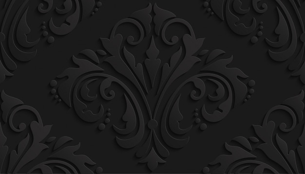 Vector patrón de damasco 3d de lujo negro para fondo de pantalla