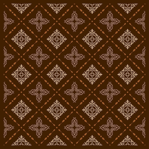 Patrón de damasco sin costuras hermoso tallado de batik y motivo de sarong con estilo vintage