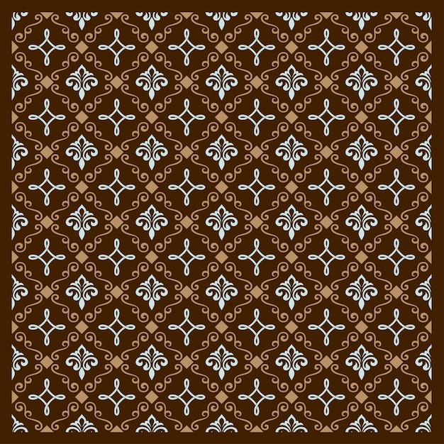 Patrón de damasco sin costuras hermoso tallado de batik y motivo de sarong con estilo vintage