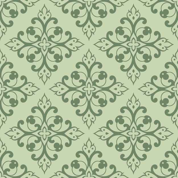 Patrón de damasco floral sin costuras en tonos verdes suaves ideal para el diseño textil de papel tapiz y fondos digitales que aportan elegancia y encanto clásico a los proyectos
