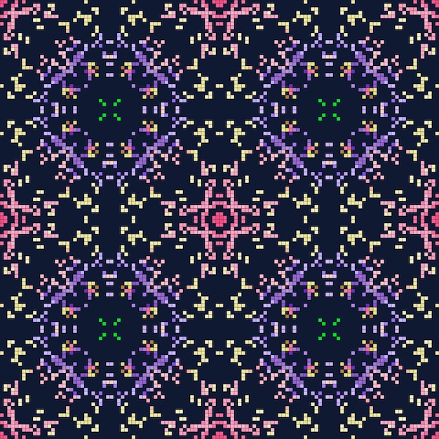 Vector patrón decorativo hecho de pequeños cuadrados ornamento rico para el diseño de la tela