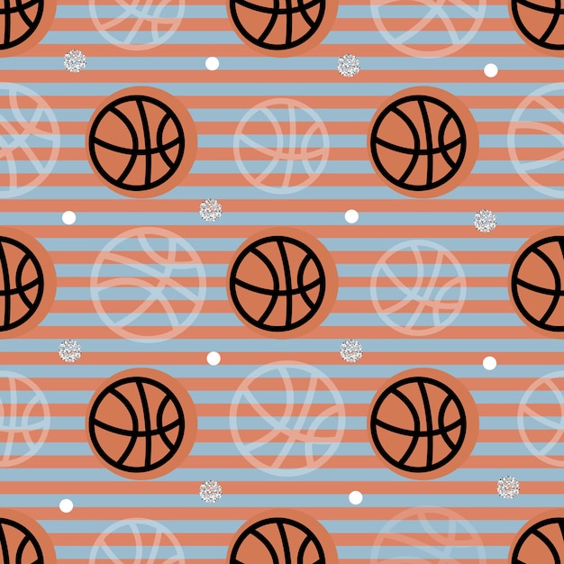 Vector patrón de deporte sin costuras en el fondo de la banda de baloncesto