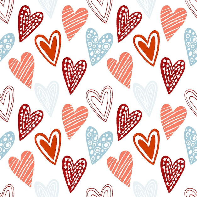 Patrón de día de san valentín sin costura vectorial con corazones 2022
