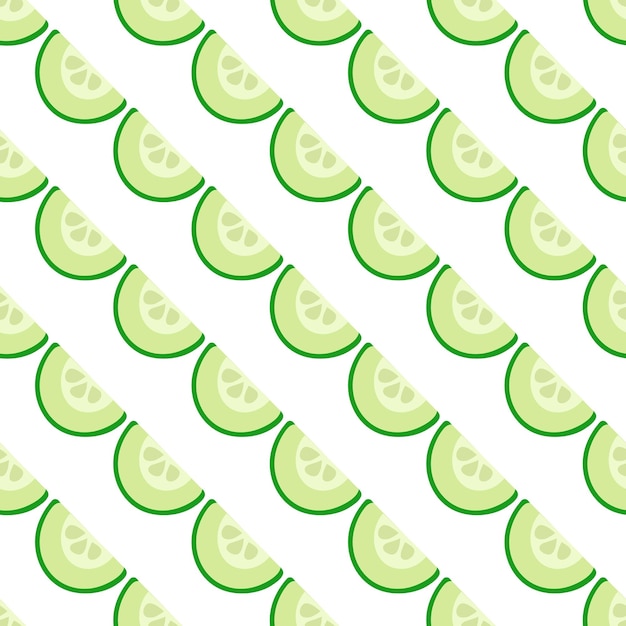 Patrón diagonal de medio pepino Trozo de verdura verde en rodajas Ingrediente para hacer ensalada Comida