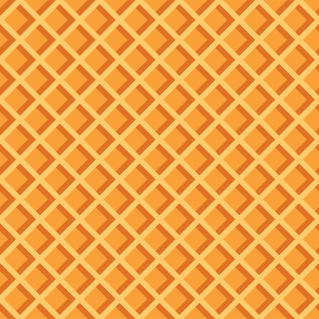 Patrón diagonal de oblea sin costuras Realismo de oblea Repetición de fondo Textura de cono de helado Vector