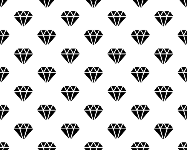 Patrón de diamantes negros sobre fondo blanco Patrón de icono de joyería de vector aislado en blanco