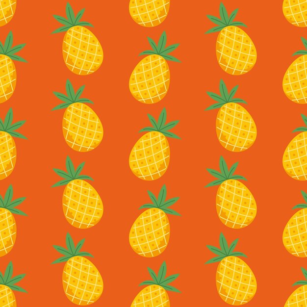 Patrón dibujado a mano sin costuras Piña en naranja Patrón vectorial tropical