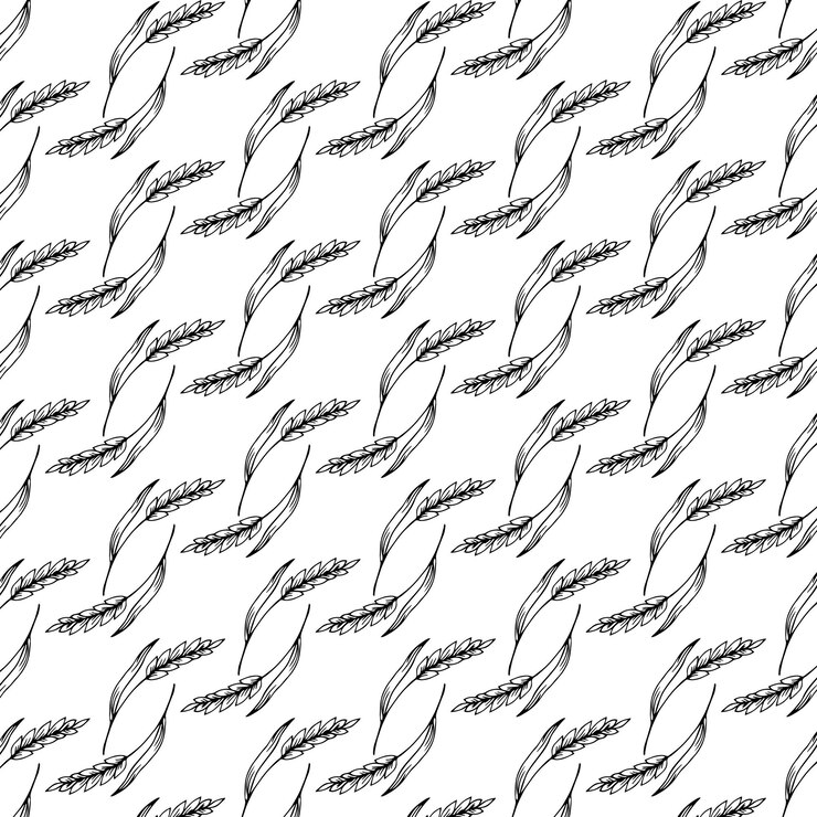 Vector patrón dibujado a mano sin inconvenientes con trigo monocromo. textura grunge moderna.