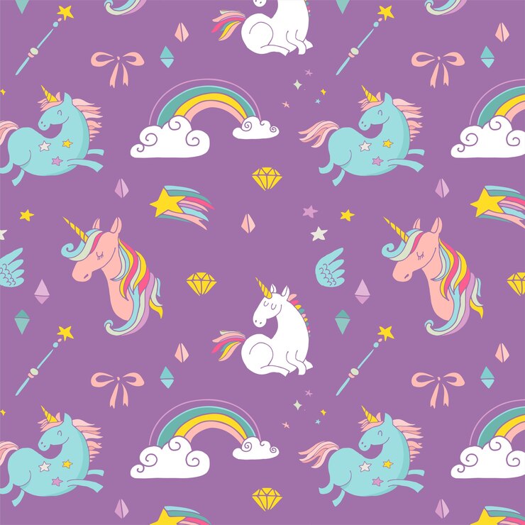 Vector el patrón dibujado a mano mágica con unicornio