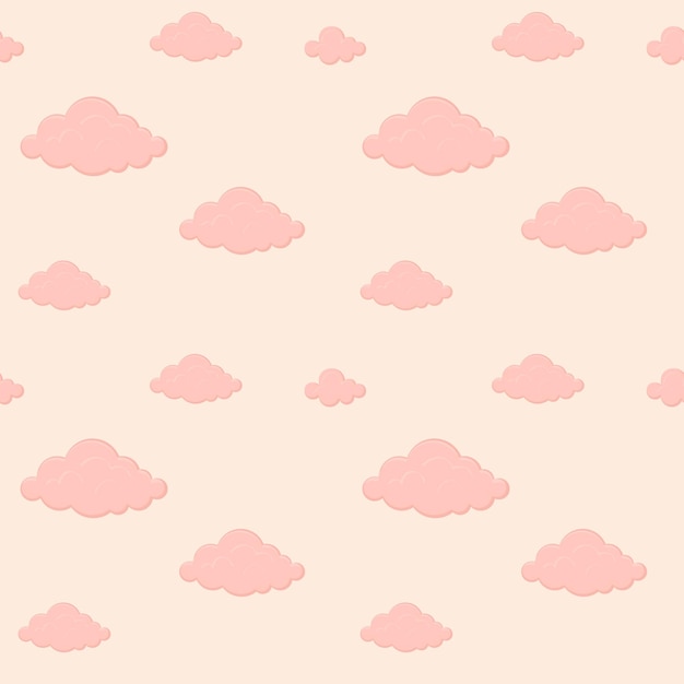 Patrón dibujado a mano rosado sin costuras con nubes estilizadas rosadas Ilustración vectorial de un patrón para el diseño de textiles papel regalo y postales El concepto de amor y ternura