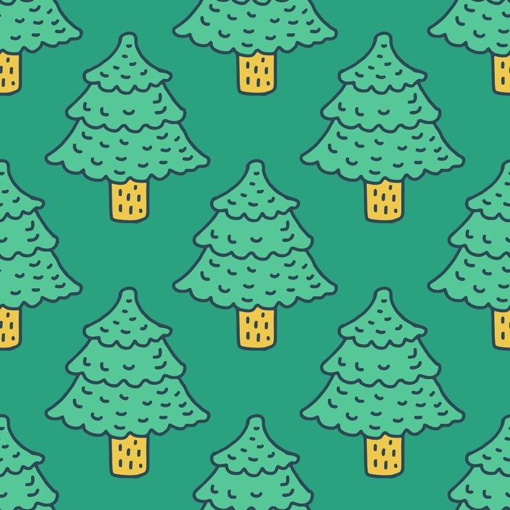 Patrón de dibujo de árbol de navidad Estilo de dibujos animados de abeto. fondo de abeto
