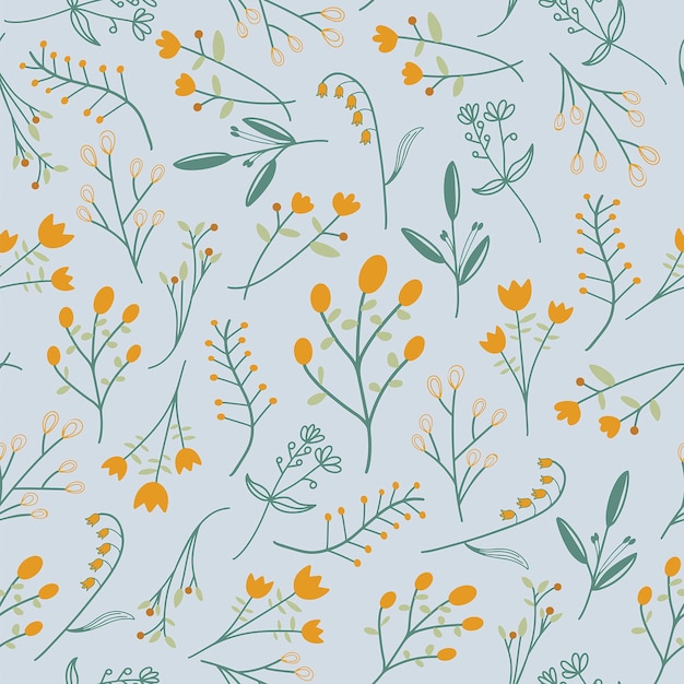 Patrón de dibujo de líneas florales botánicas vectoriales