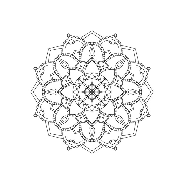 Patrón de dibujo de mano de vector decorativo Mandala y ornamento redondo geométrico.